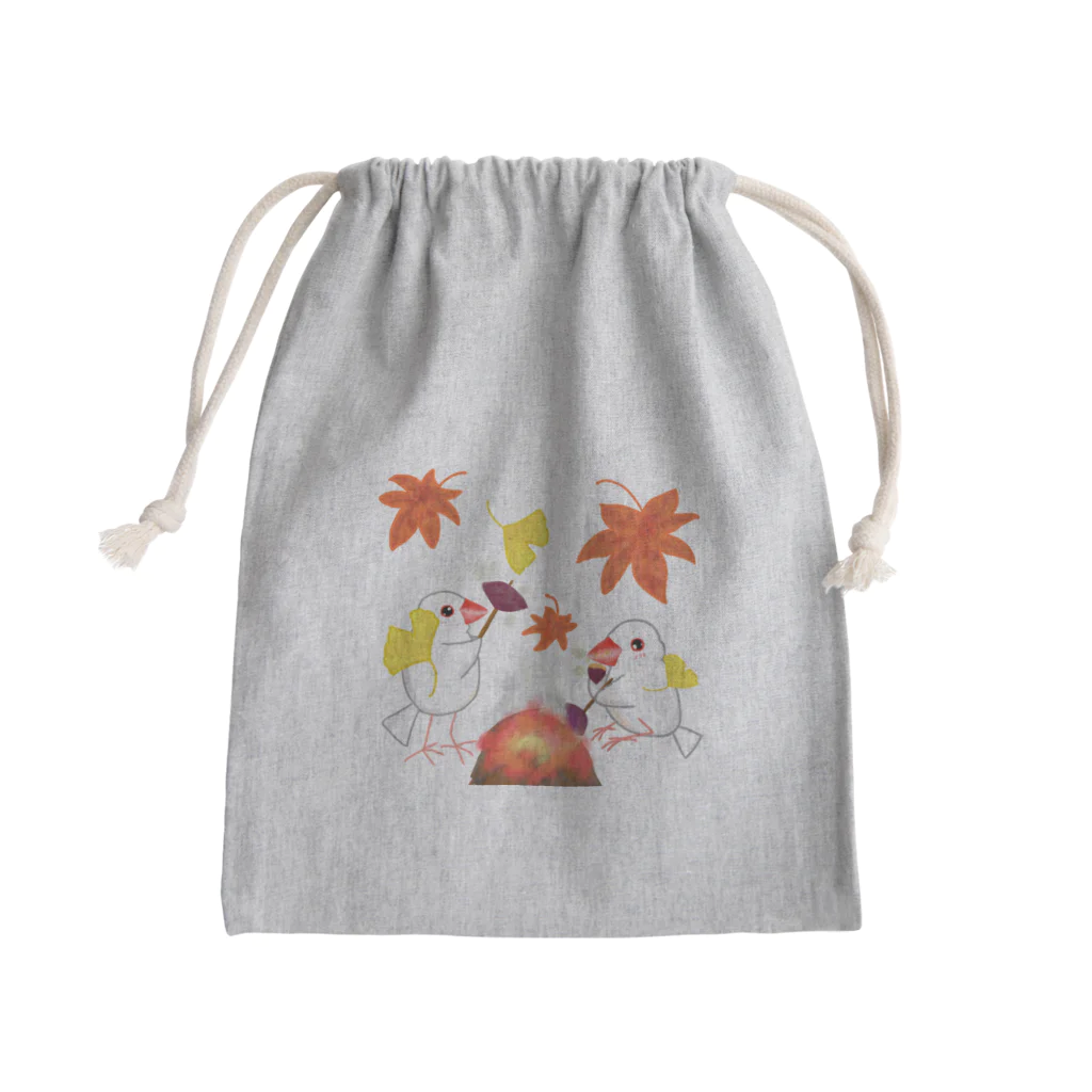 Lily bird（リリーバード）の落ち葉と焼き芋と文鳥ず Mini Drawstring Bag