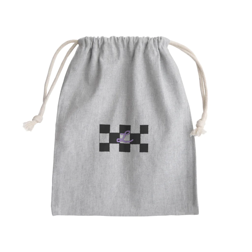 L-moonのチェック〜モノクロ〜 Mini Drawstring Bag