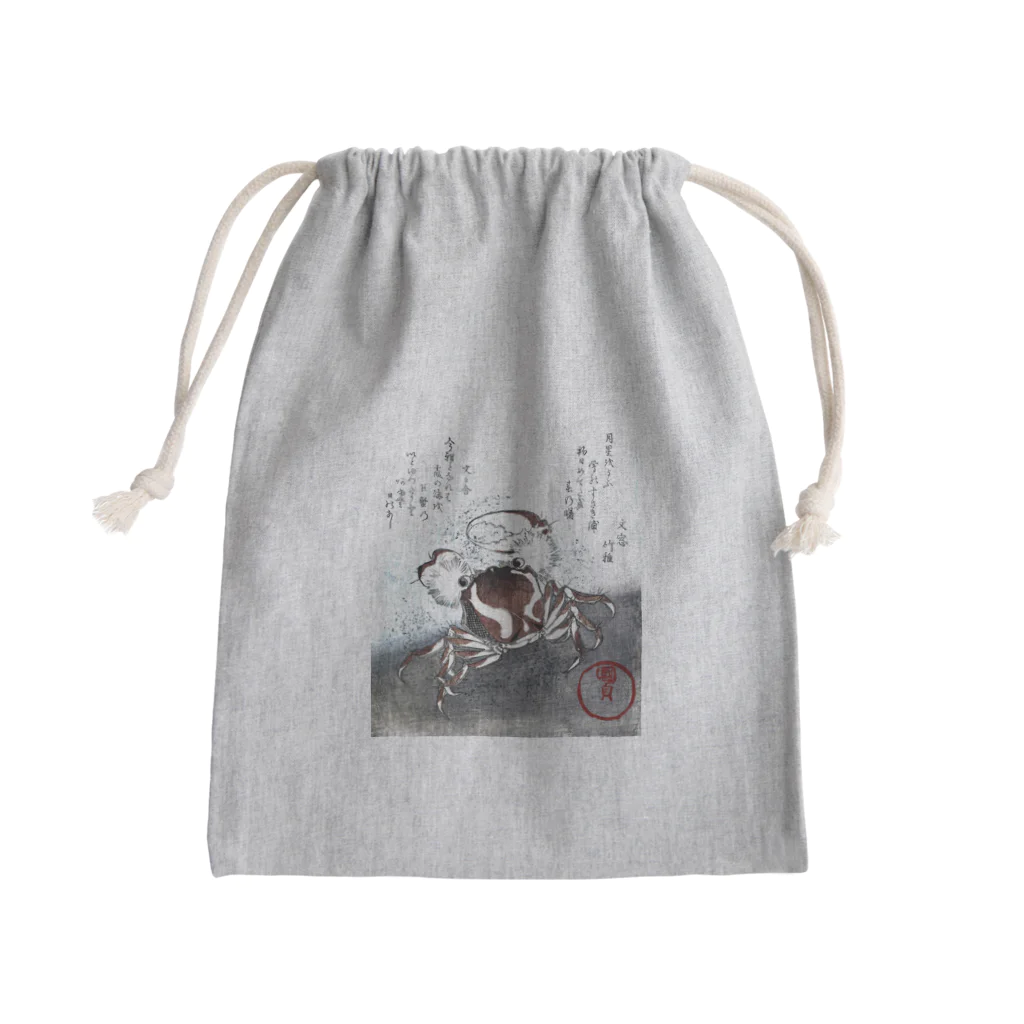 PALA's SHOP　cool、シュール、古風、和風、の水辺を歩く蟹 Mini Drawstring Bag