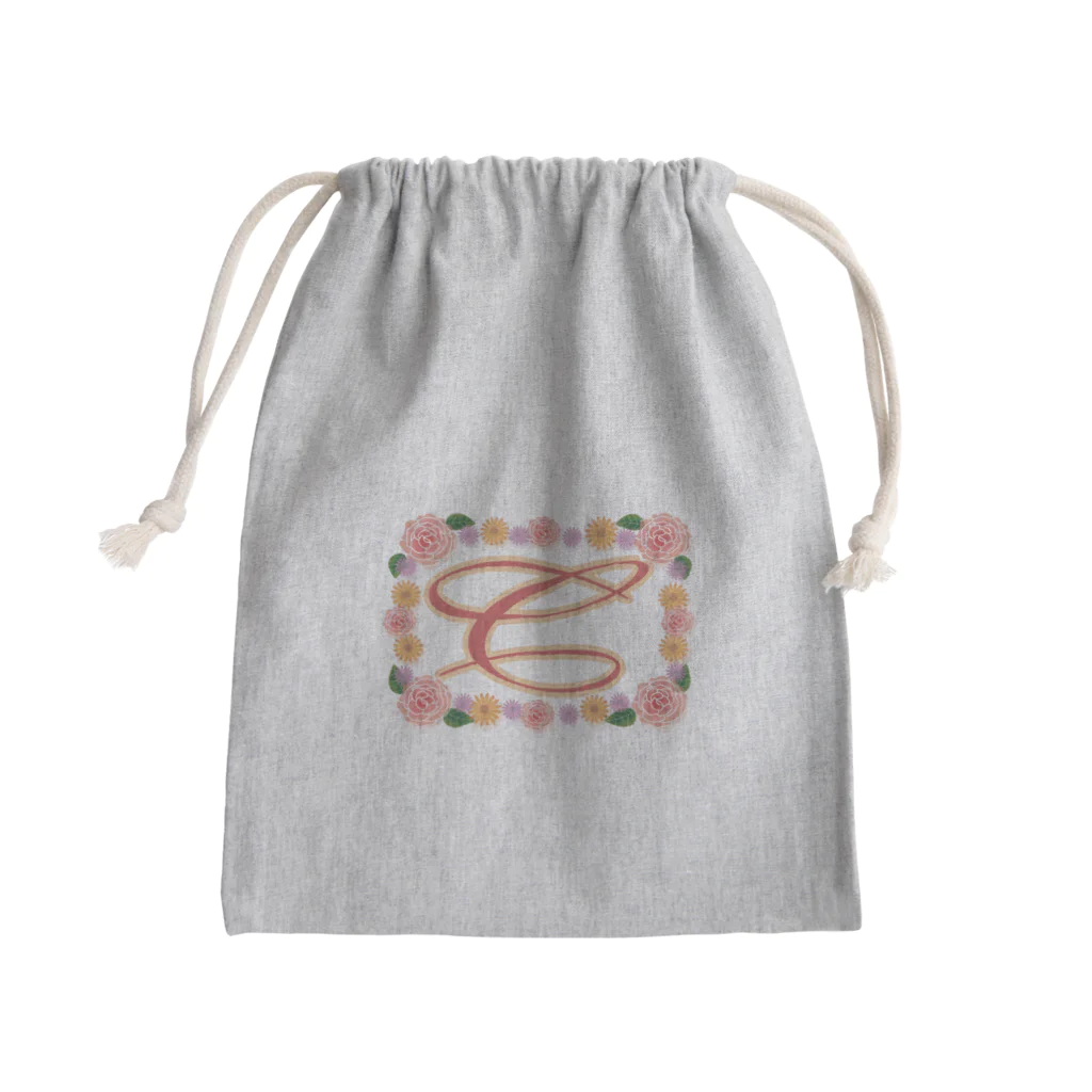 ロゴTシャツのひよこ堂のフラワー イニシャル C  ”ち”で始まる名前 Mini Drawstring Bag