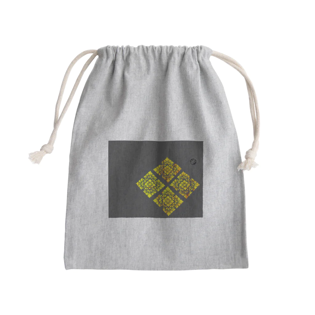 Toko Nataraja Baliのバリ菱ｘ4でかチャコールグレイ Mini Drawstring Bag