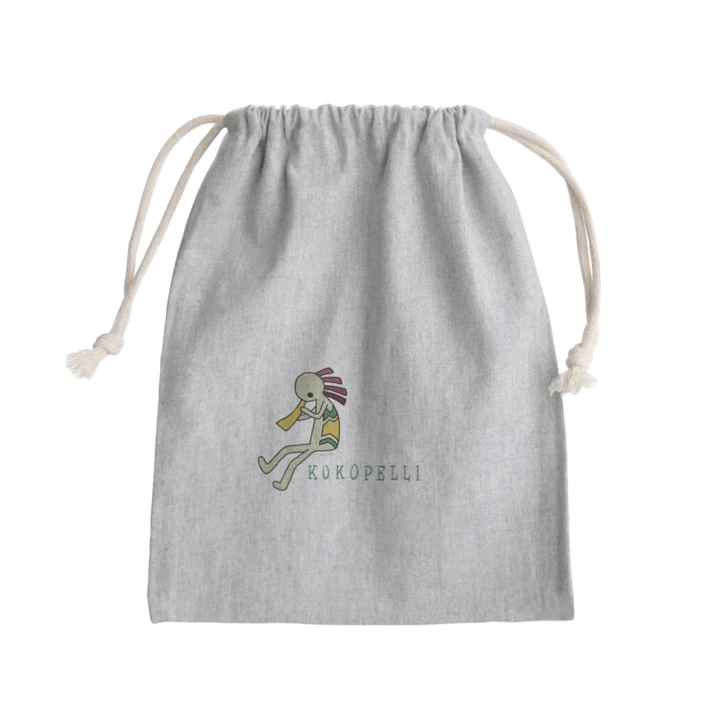 みみはんこ/消しゴムはんこのKokopelli (+logo) Mini Drawstring Bag