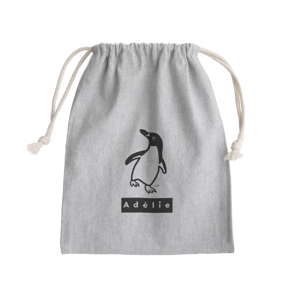 みみはんこ/消しゴムはんこのAdélie Penguin (+logo B) Mini Drawstring Bag