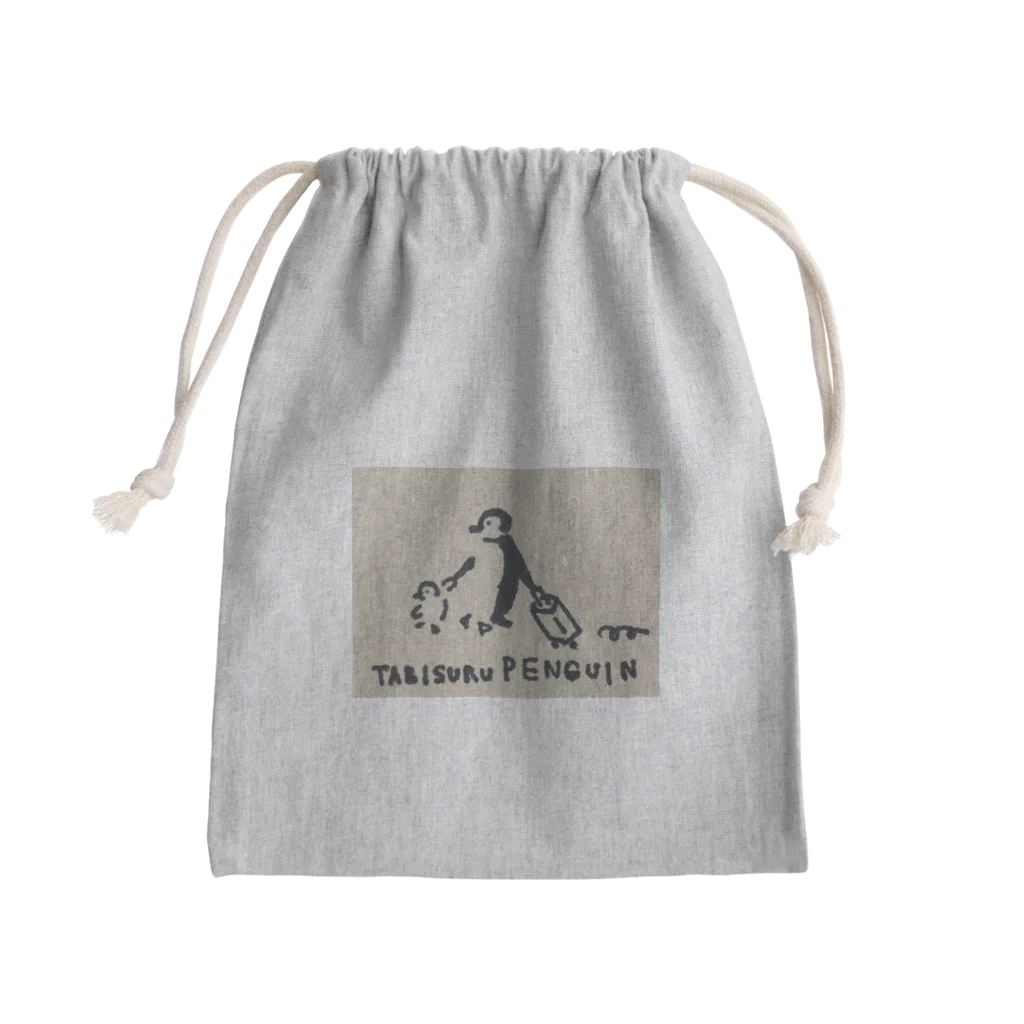 天動説の【文字あり】TABISURU PENGUIN Mini Drawstring Bag