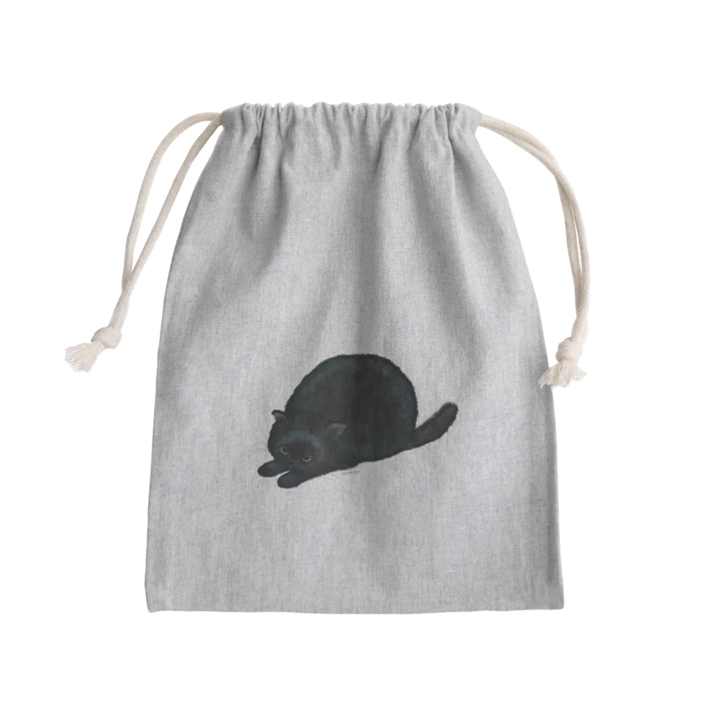 四月研究所 SUZURI店の黒ねこ Mini Drawstring Bag