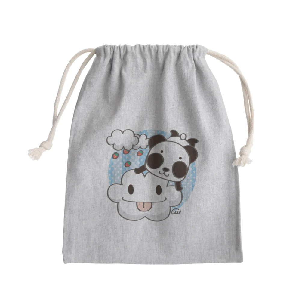 イラスト MONYAAT のズレちゃんとくもちゃん Mini Drawstring Bag