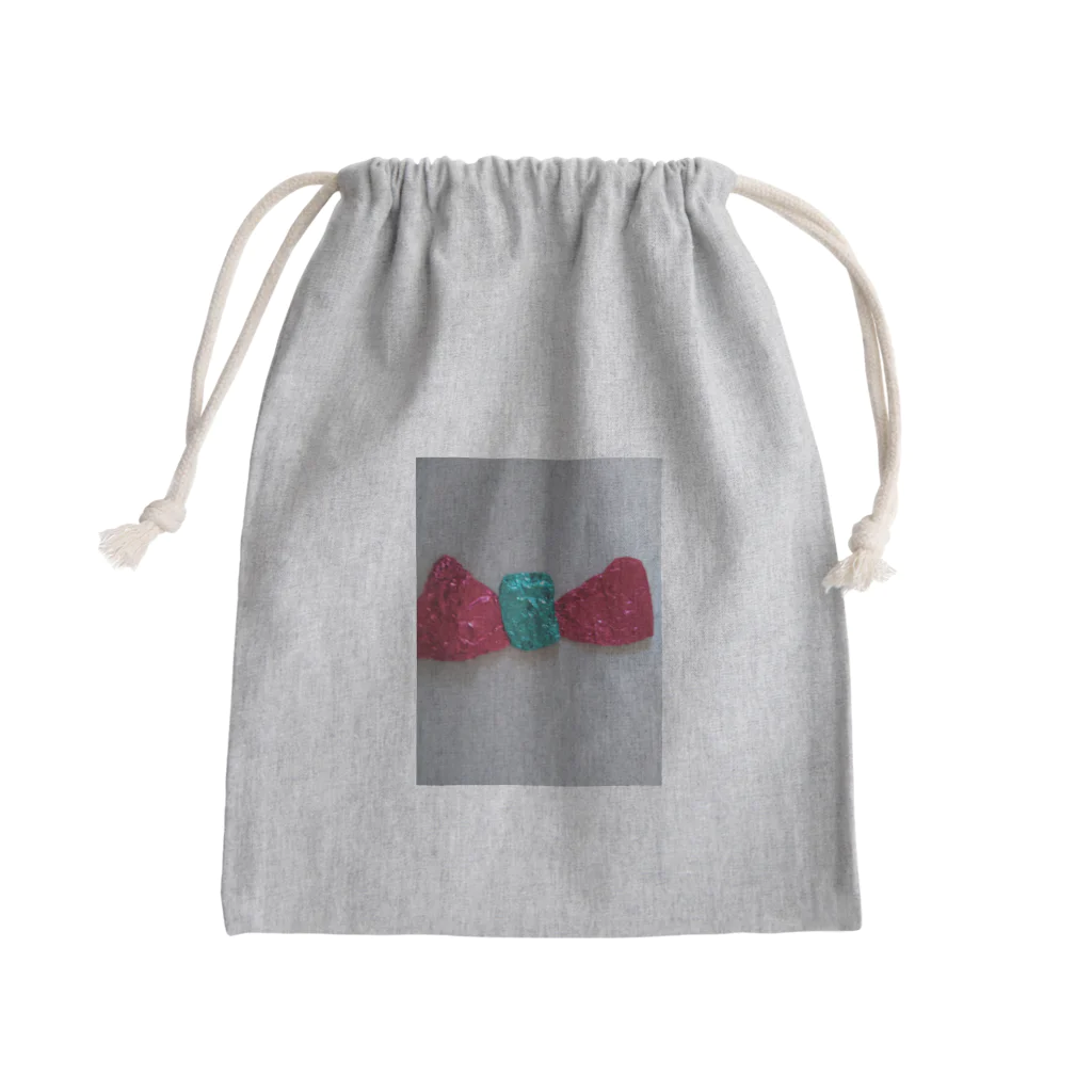 ねこの森でお散歩のキラキラ立体リボン Mini Drawstring Bag