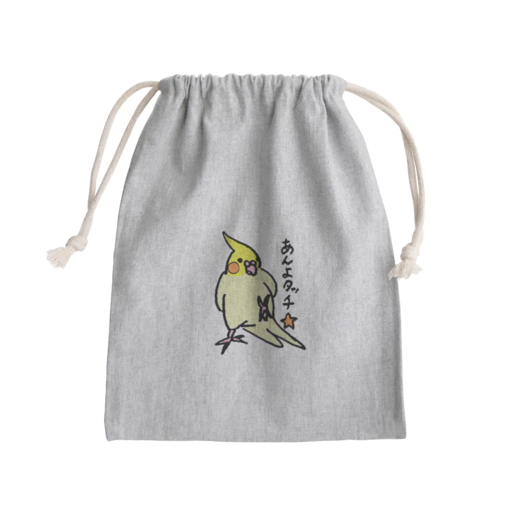 すなねことぽいんちょのオカメインコ　ポインチョ　あんよタッチ　 Mini Drawstring Bag