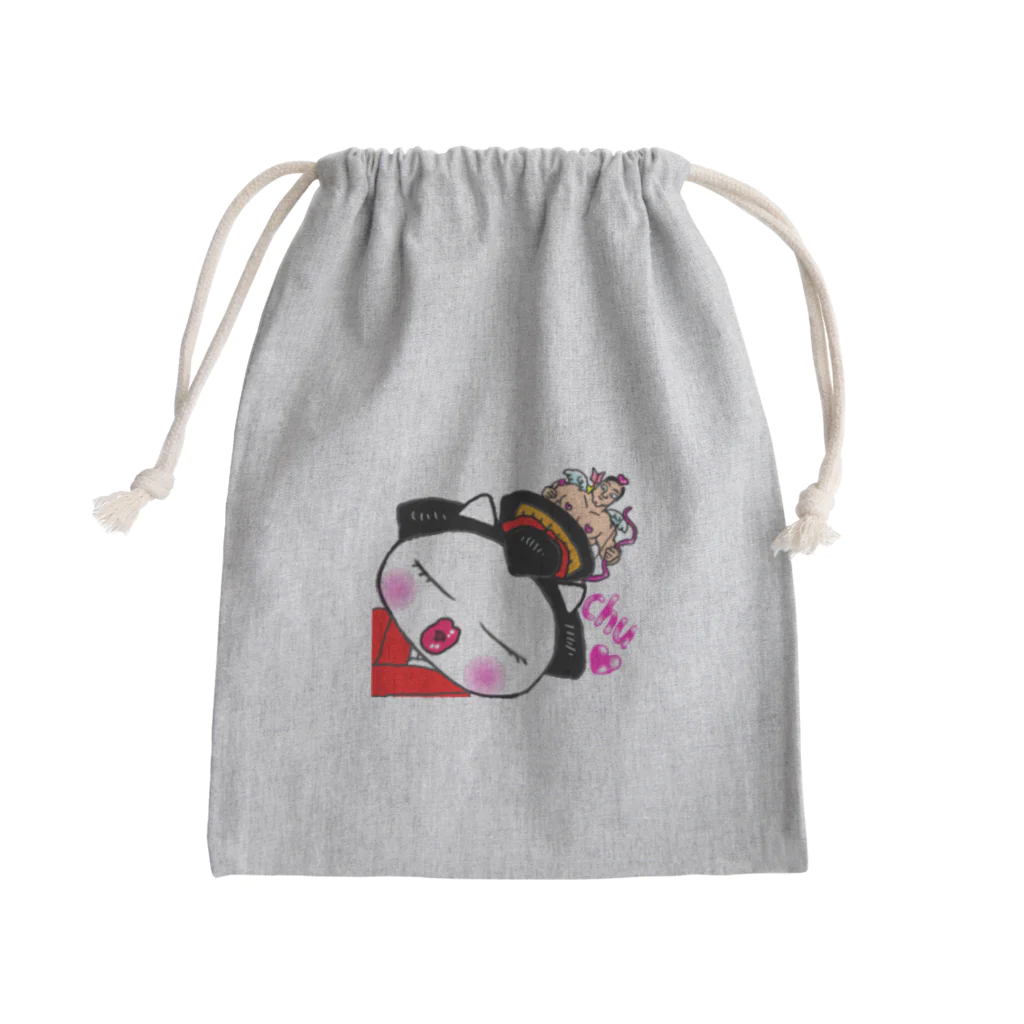 Happy Fun goodsの舞妓ねこ　接吻 Mini Drawstring Bag