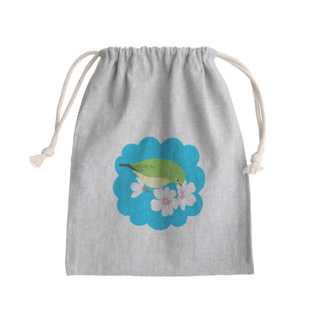 LalaHangeulの桜とメジロさん Mini Drawstring Bag