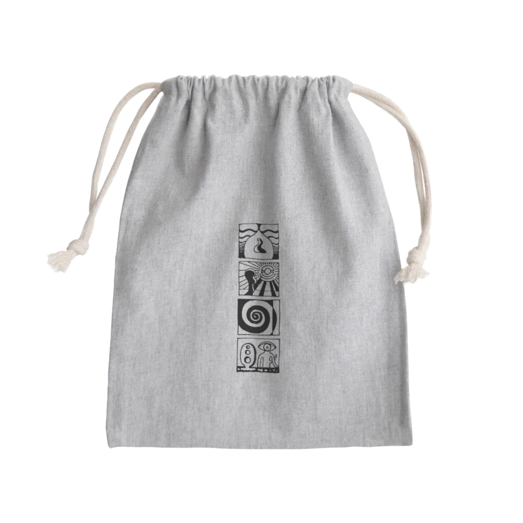 太陽の眼の太陽の眼 文字絵SP(黒/縦長/両面) Mini Drawstring Bag