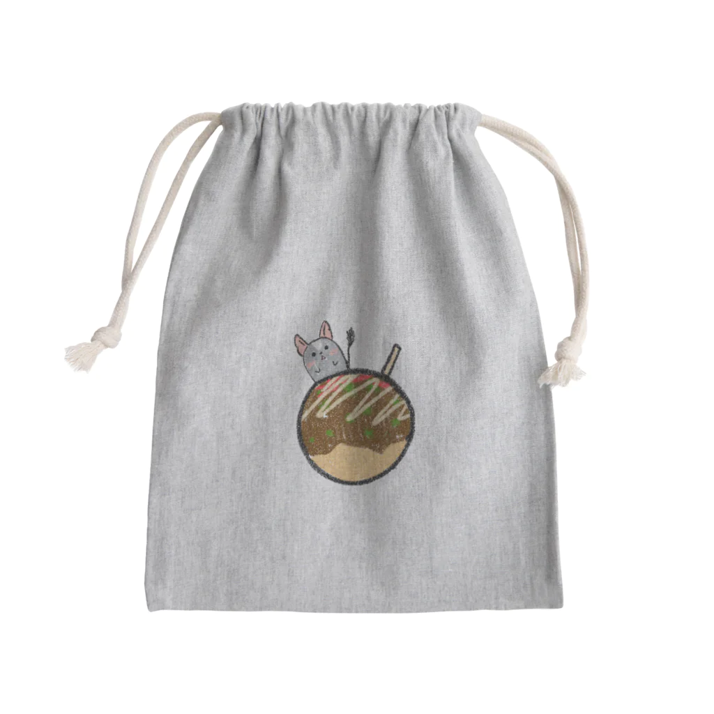 HAMUYA工房のたこ焼き×デグー　ブルーパイド Mini Drawstring Bag