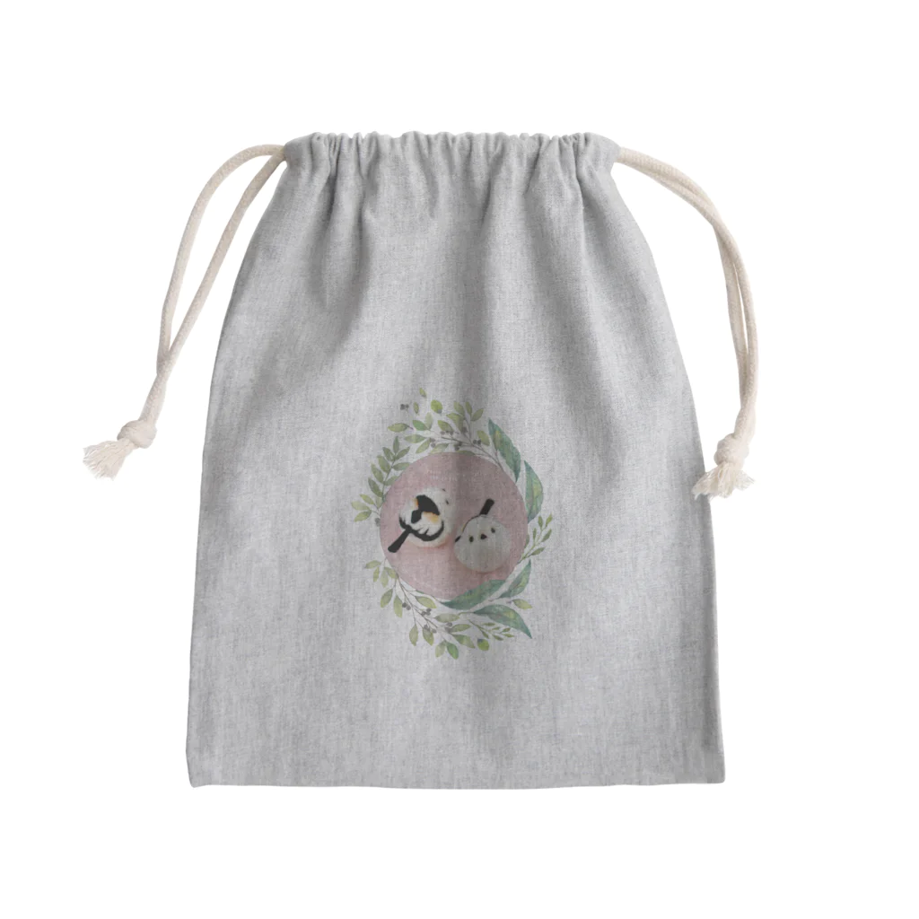 羊毛けだまkanaのおまんじゅうシマエナガちゃん Mini Drawstring Bag