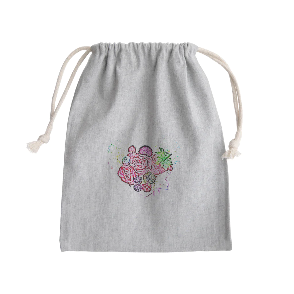 sanasanaのベリーと薔薇のハート　 Mini Drawstring Bag