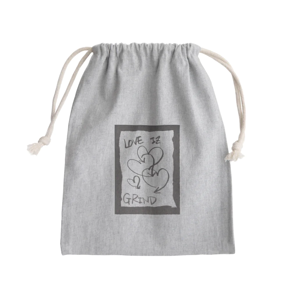 LUNARHOLIC STOREの偽諺～壱～「ラヴイズグラインド」(黒縁) Mini Drawstring Bag