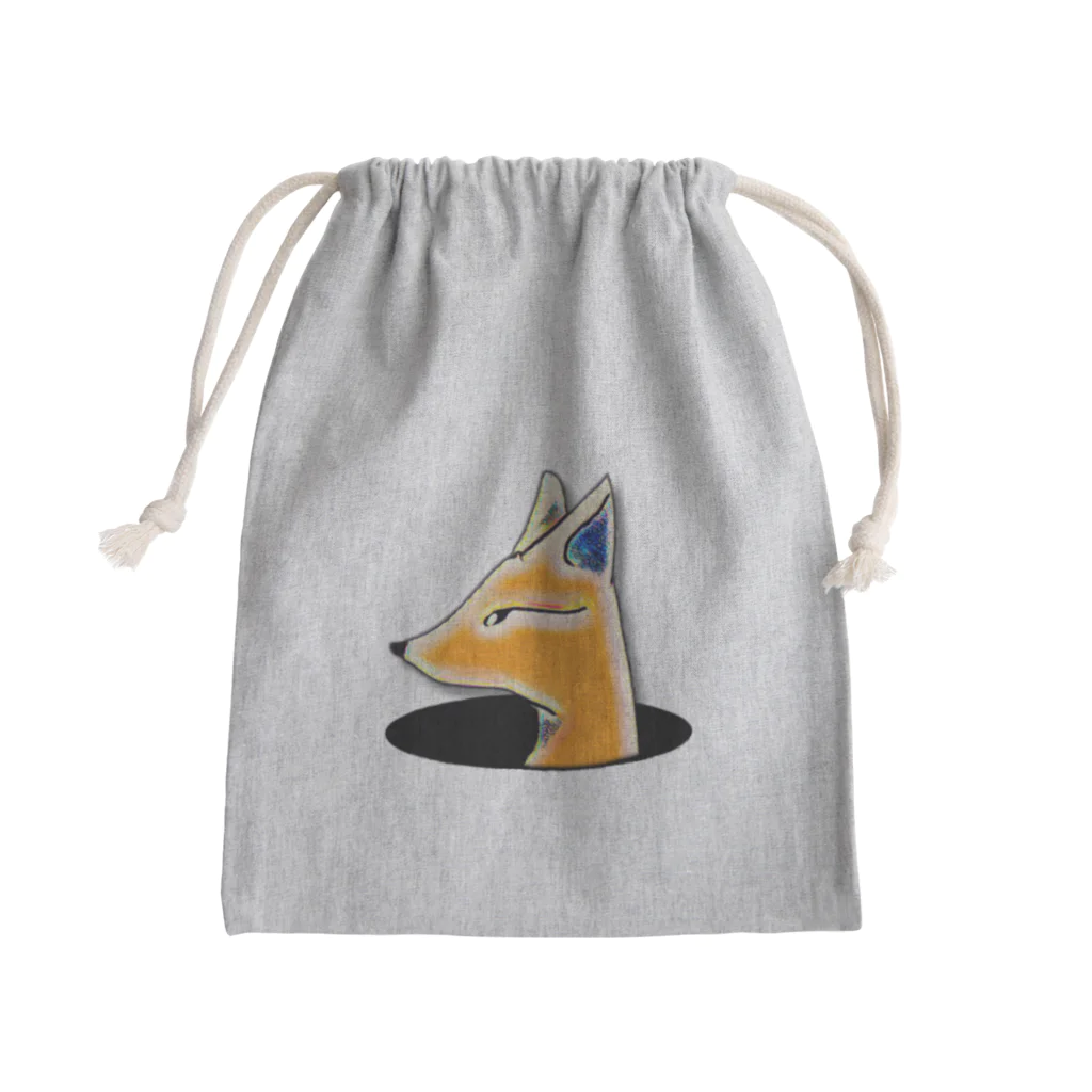 LalaHangeulの穴からひょっこり狐さん Mini Drawstring Bag