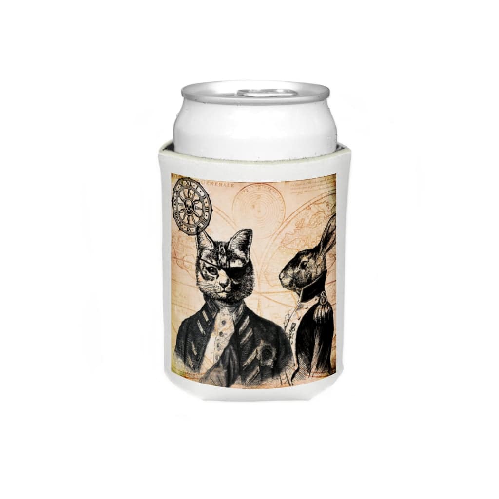 Cat Pirate Coco 海賊猫 Coco の Quot Keep Calm And Steampunk On ロゴ グッズ スチームパンク アンティーク地図 Koozie By 海賊猫 Coco Cat Pirate Coco Suzuri