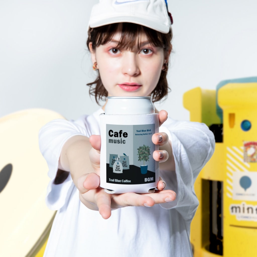 Teal Blue CoffeeのCafe music - Teal Blue Bird - Koozie:size