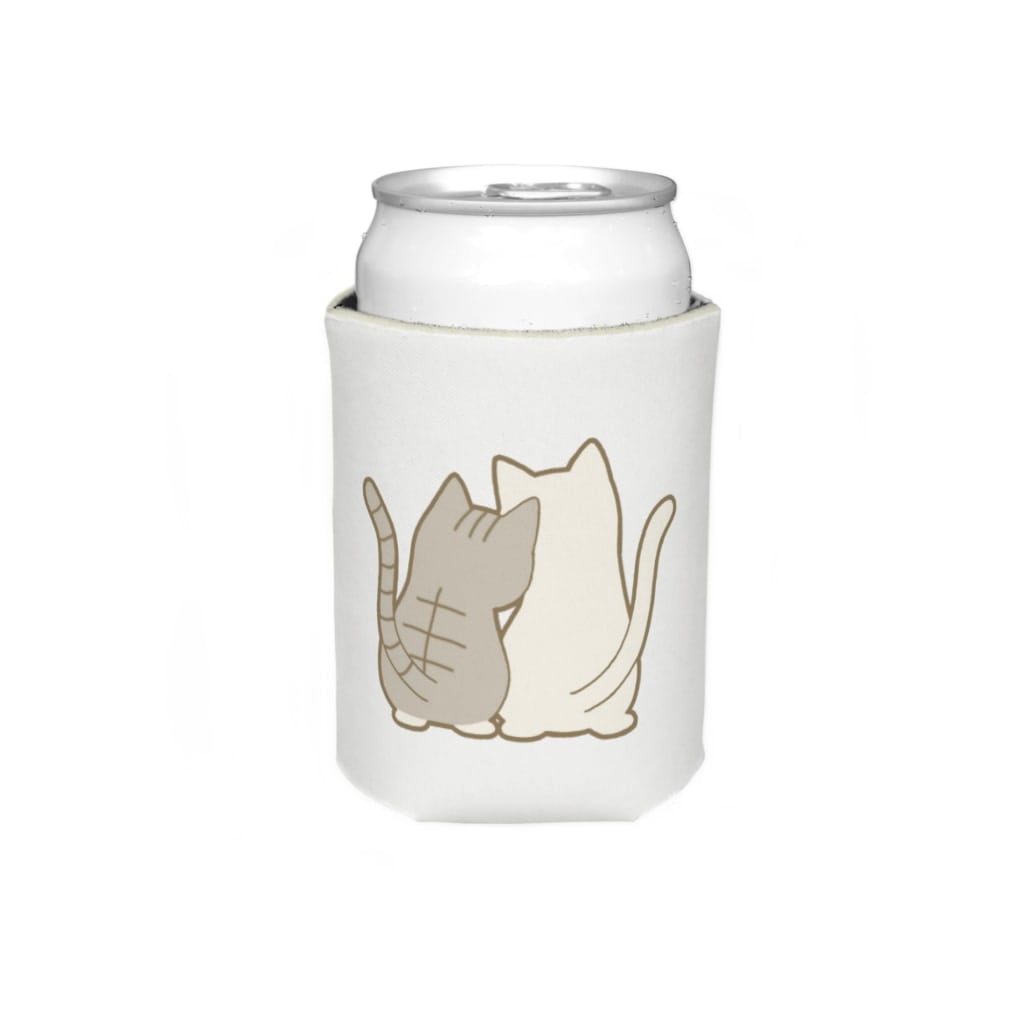 かわいいもののおみせ　いそぎんちゃくの仲良し猫の背中　サバ白&白 Koozie