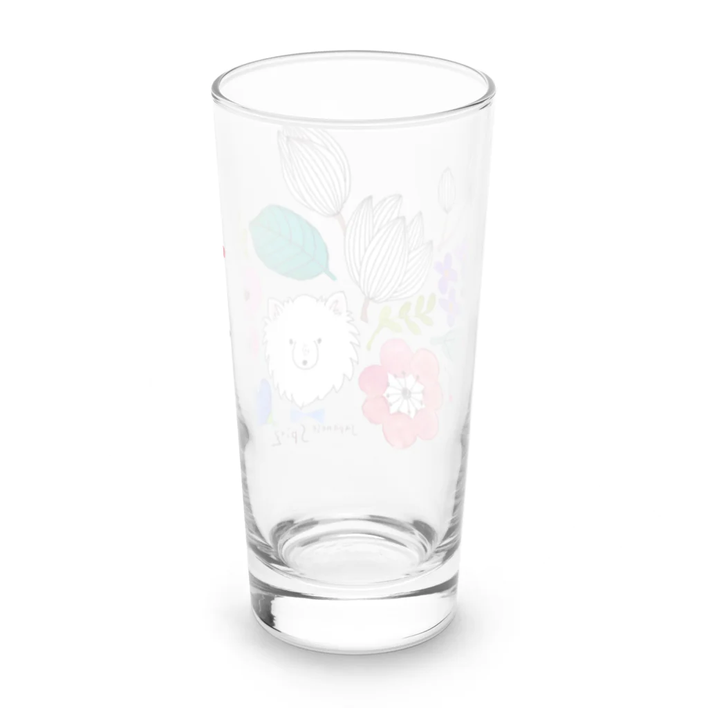 もくもくモクレンの日本スピッツデザインショップのスピッツとお花 Long Sized Water Glass :back