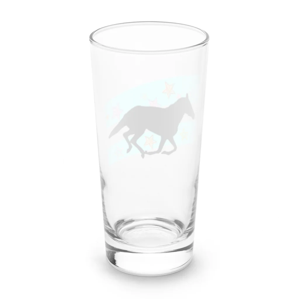 うまがすきの走る馬(ブルー) Long Sized Water Glass :back