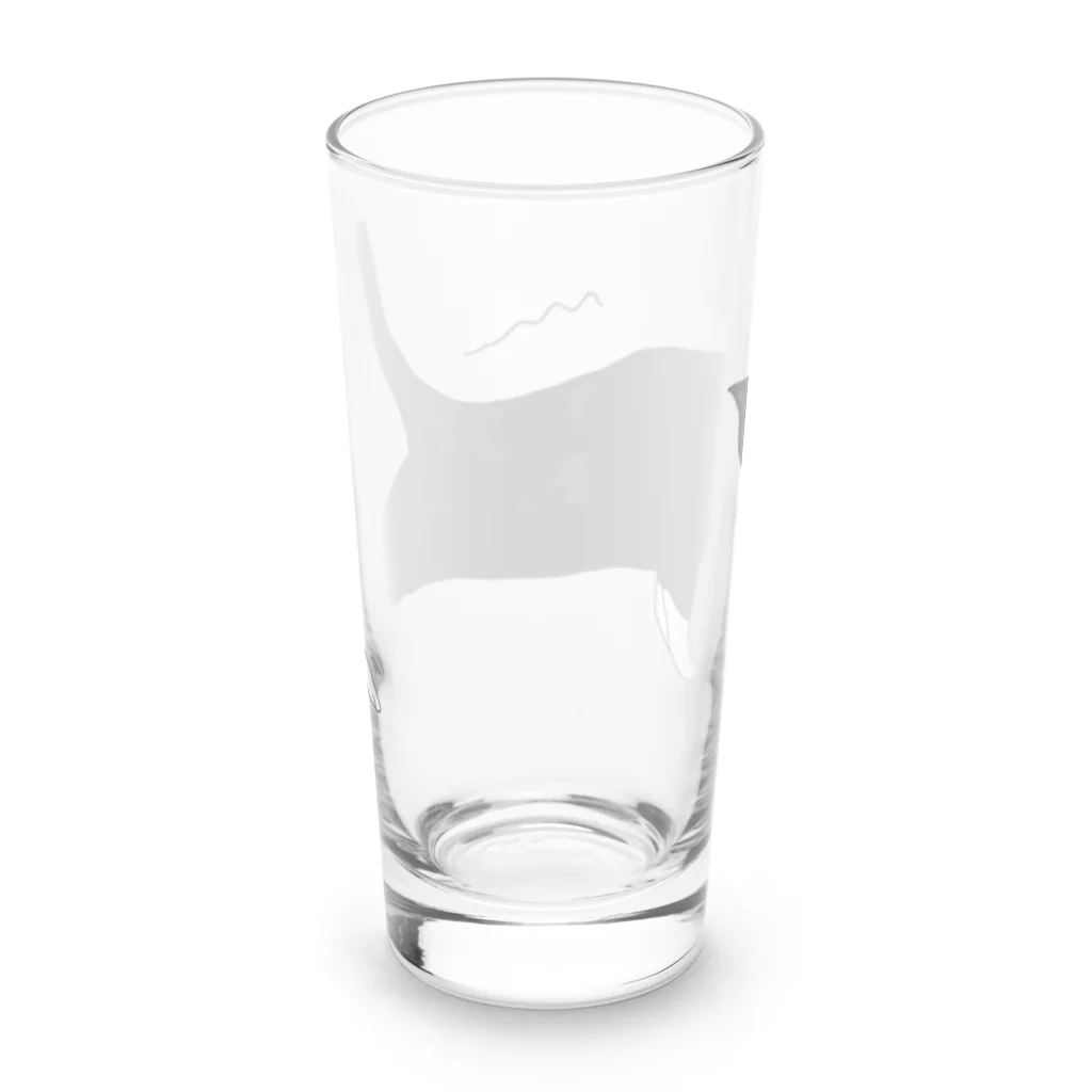 小鳥と映画館の伸びをするハチワレちゃん Long Sized Water Glass :back