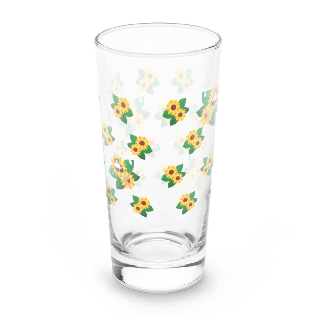 Kotetsu diary(SUZURI店)のシェルティ＆ダックス×ひまわり Long Sized Water Glass :back