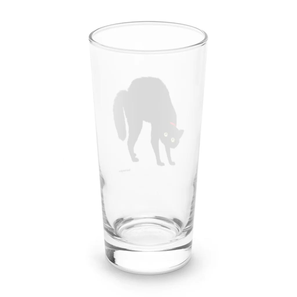 小鳥と映画館の赤い首輪のツンな黒猫ちゃん Long Sized Water Glass :back