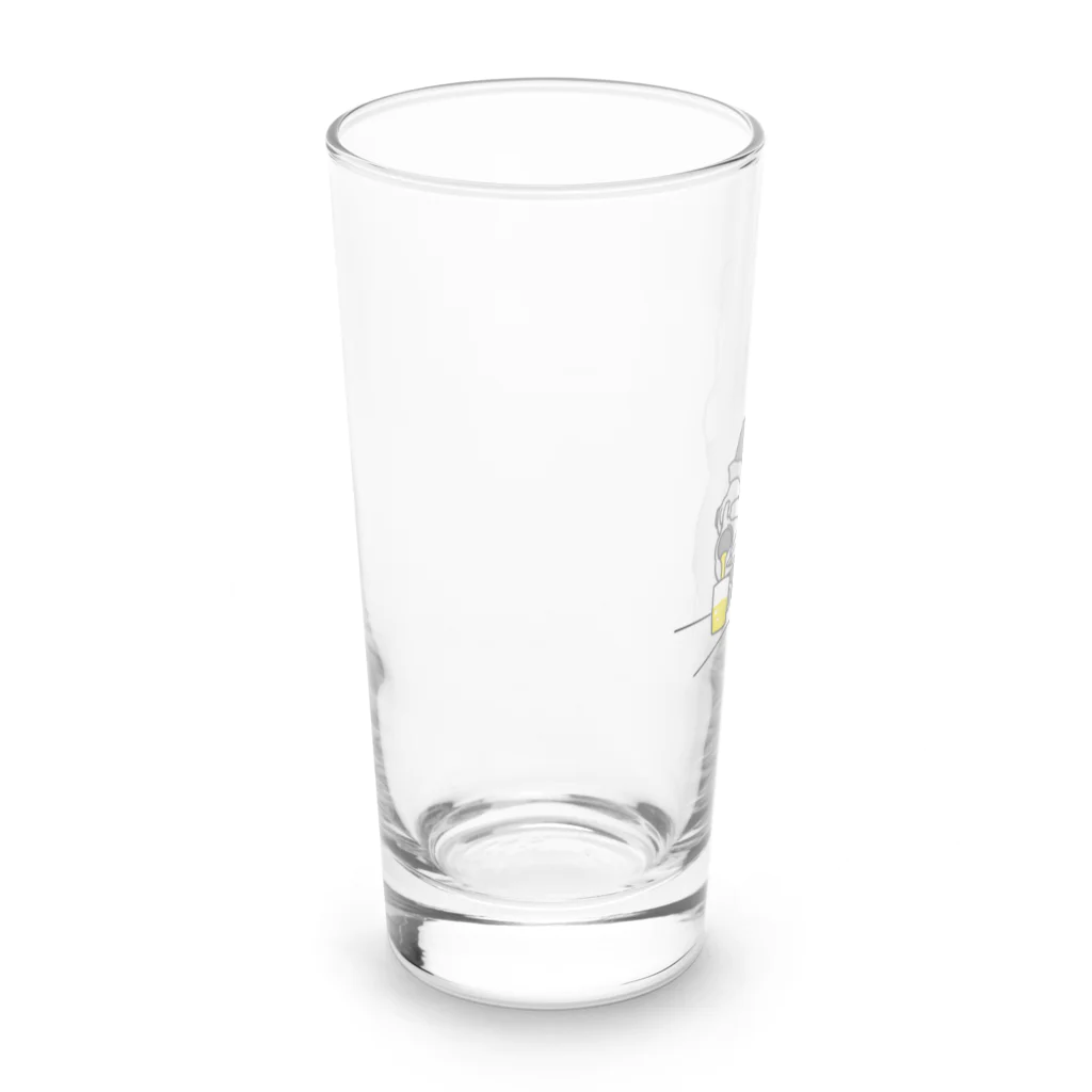 ビールとアート TM-3 Designの名画 × BEER：背面白ロゴ入（牛乳を注ぐ女）黒線画 Long Sized Water Glass :back