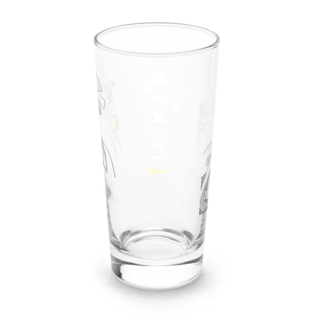 ビールとアート TM-3 Designの名画 × BEER：正面白ロゴ入（浮世絵男女）黒線画 Long Sized Water Glass :back