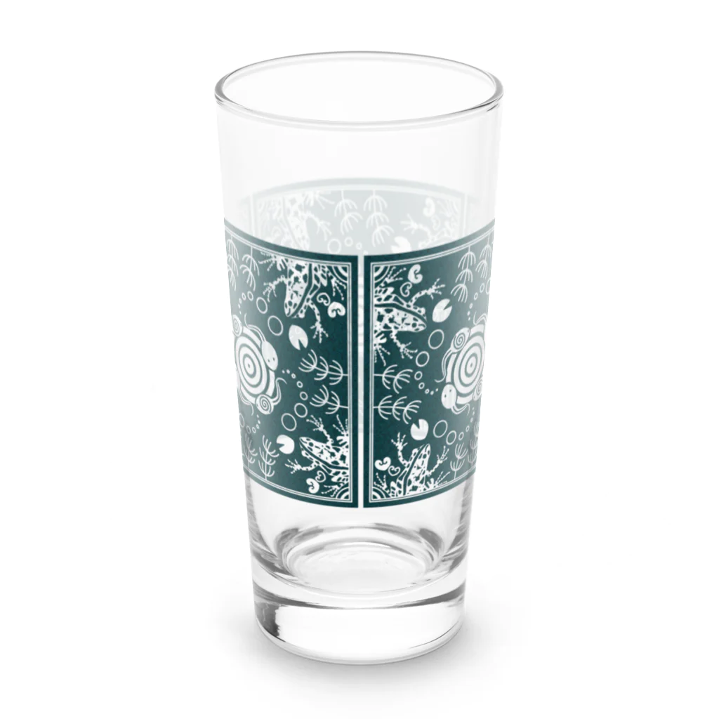 くいなの母のぬまがえるのぬま(レトロタイル風大) Long Sized Water Glass :back