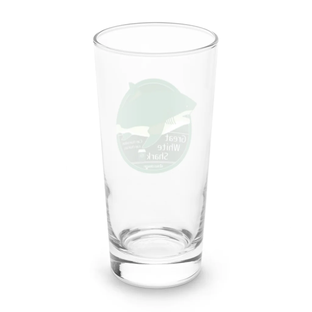 Kinkadesign うみのいきものカワイイShopのホホジロザメ_Cafeステッカーデザイン Long Sized Water Glass :back