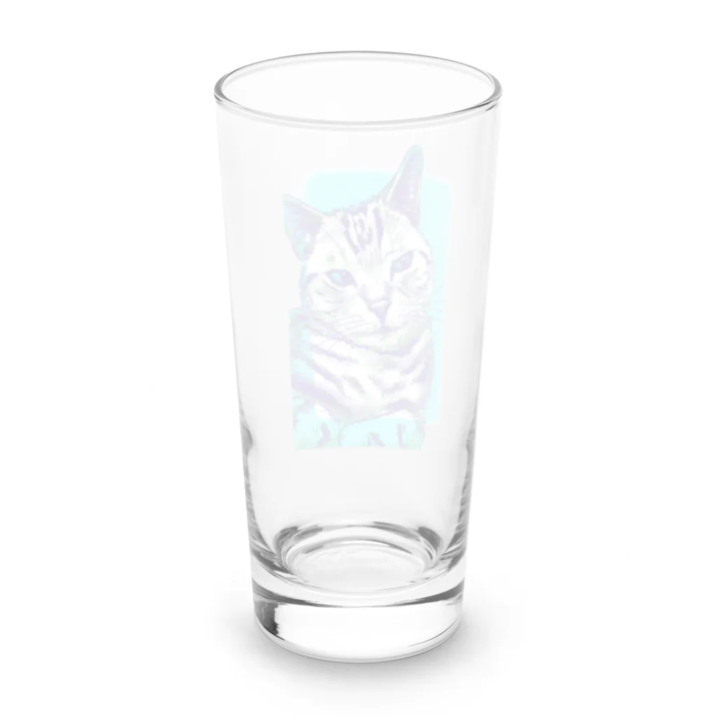 猫まみれ小店のアメショ ハルくん Long Sized Water Glass :back