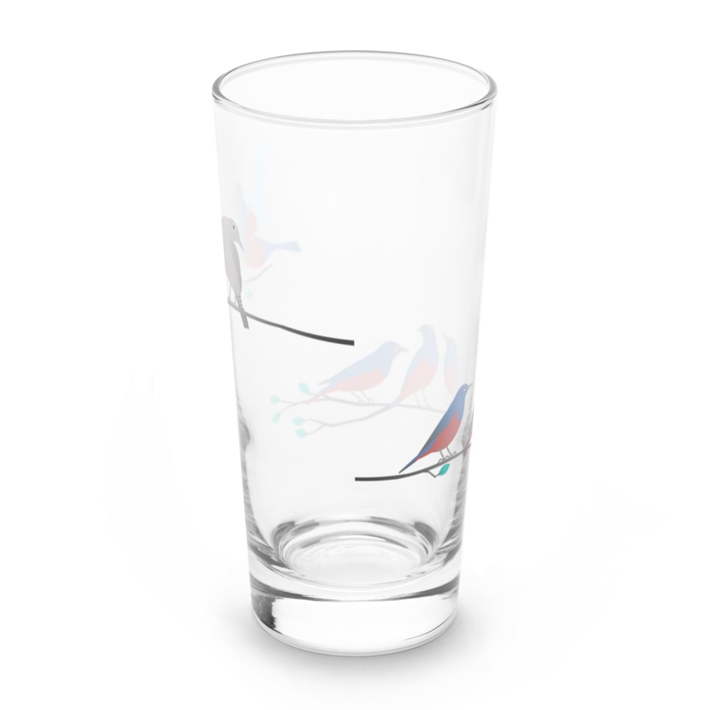エダマメトイチ雑貨店のイソヒヨドリさんたち Long Sized Water Glass :back