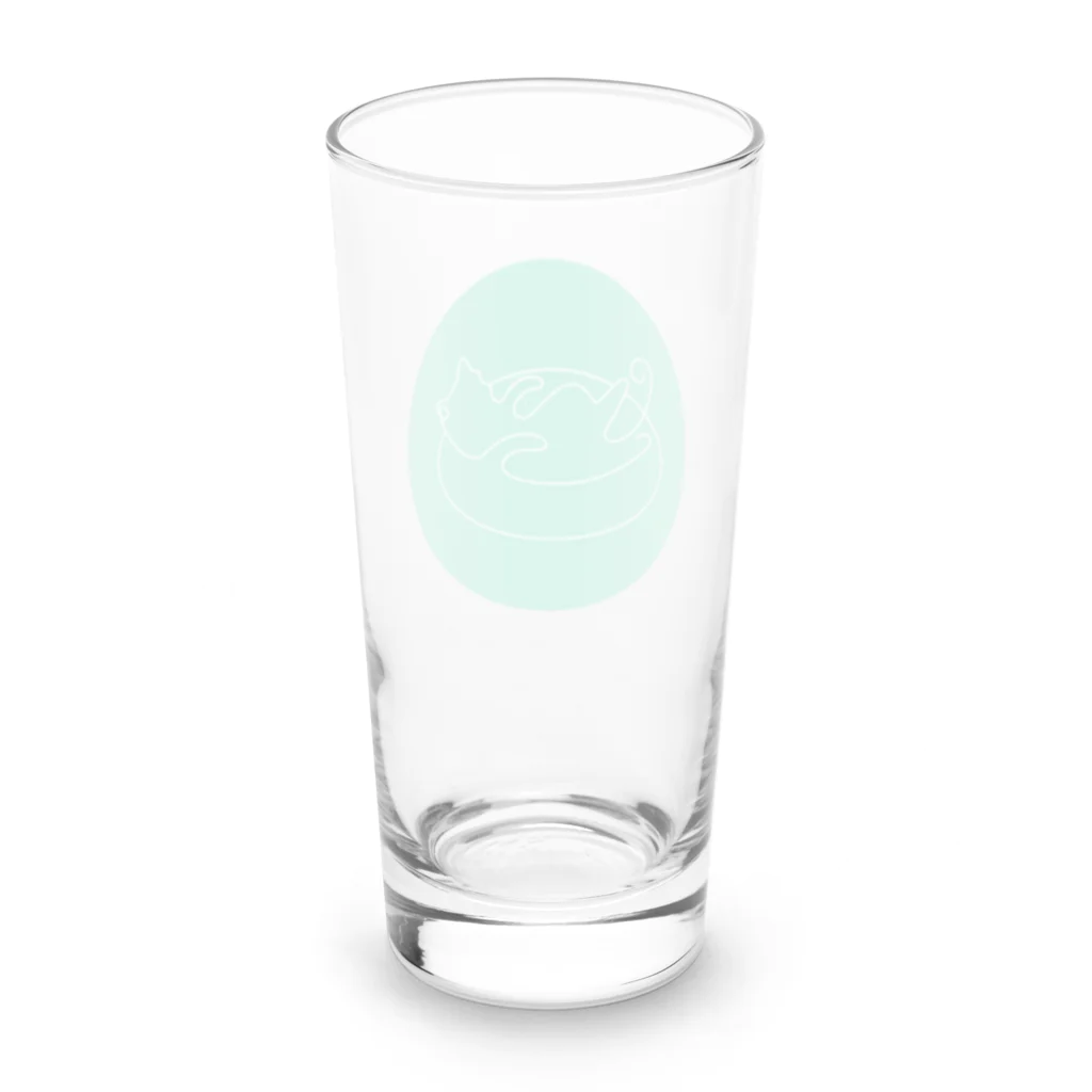 レイにーのうきわシンプル白猫 Long Sized Water Glass :back