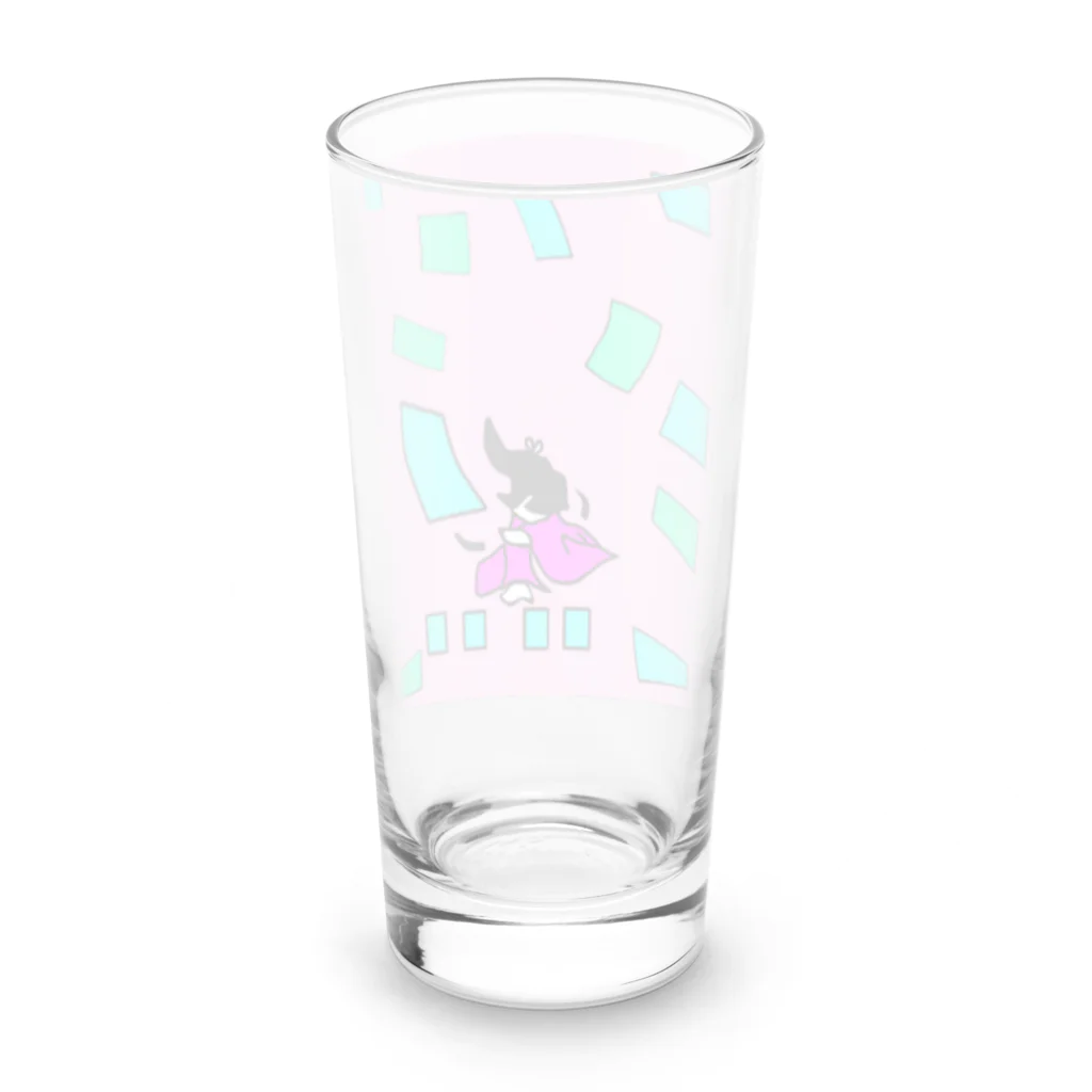 greetenの競技かるた　ピンク Long Sized Water Glass :back