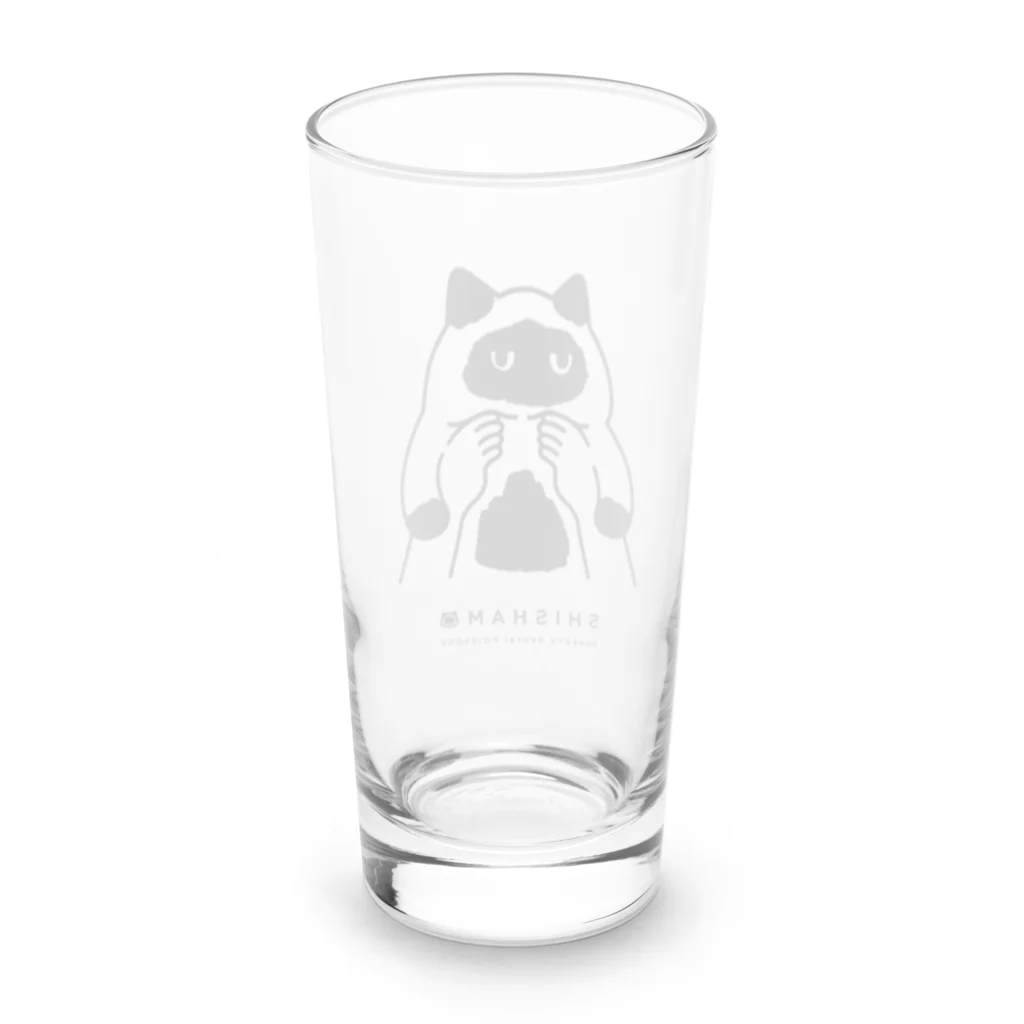 猫のはまちししゃもしらす osakana-sentai-POISSONの抱っこされて不服そうな猫のししゃも Long Sized Water Glass :back