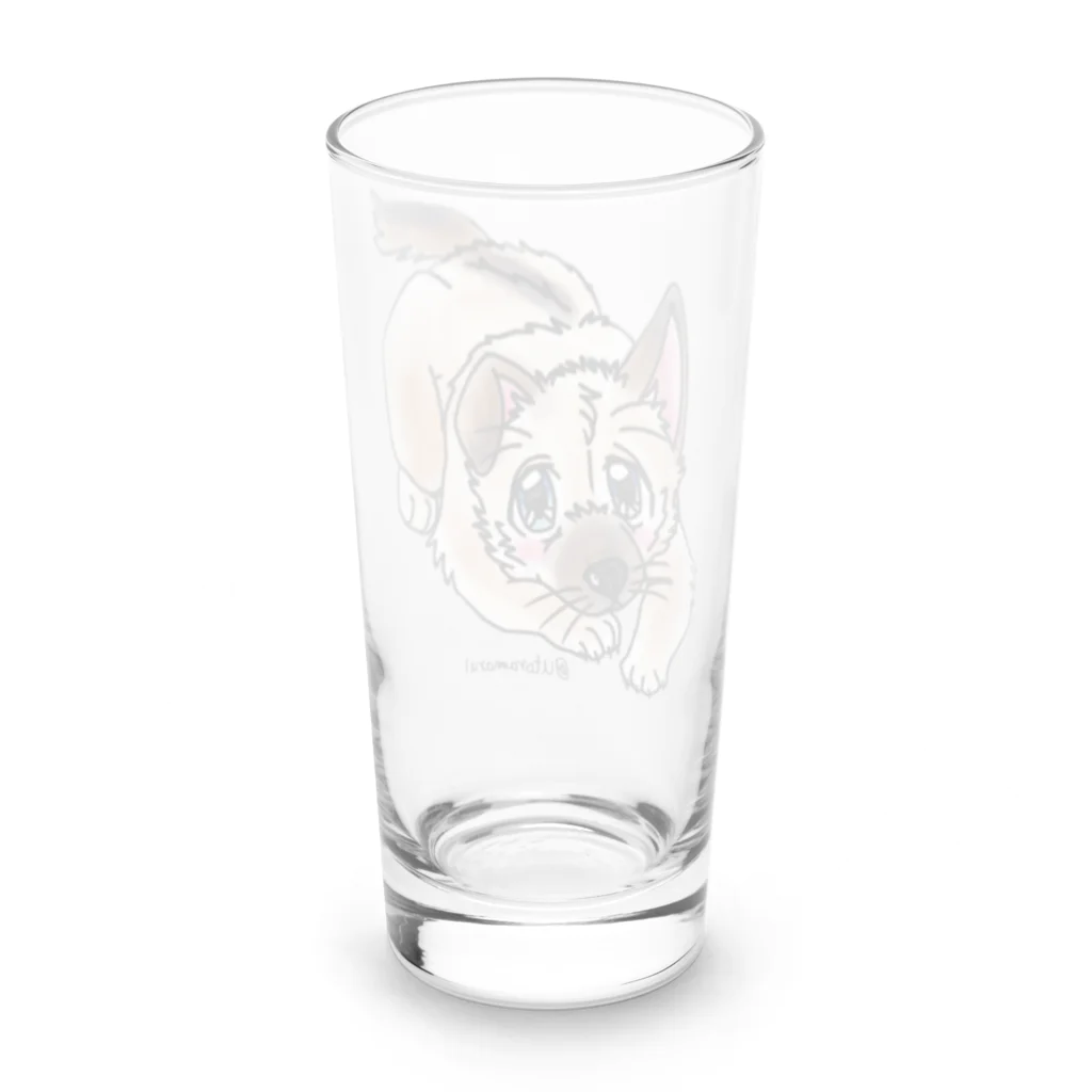 宇寅。の泥棒フェイスの子犬 Long Sized Water Glass :back