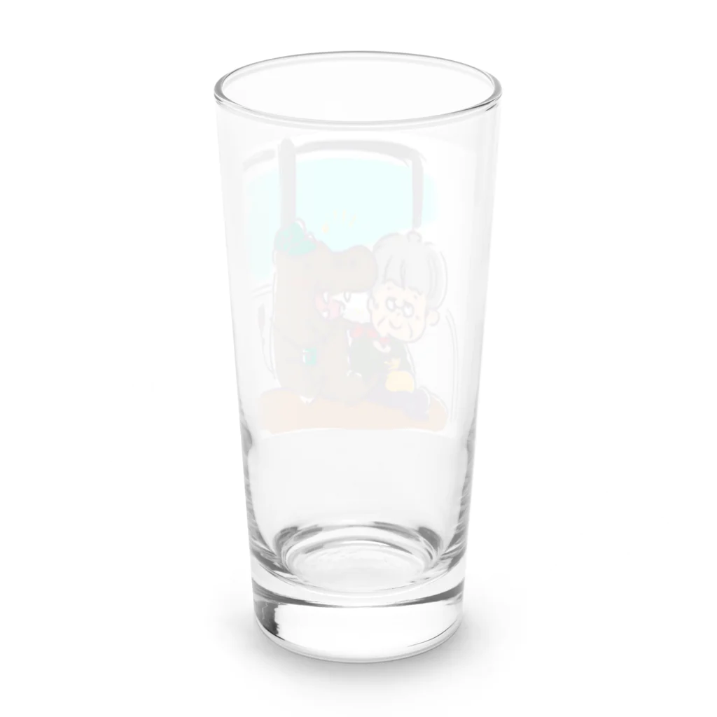 🥖こげぱん🐾のこげぱんカバ　電車に乗る Long Sized Water Glass :back