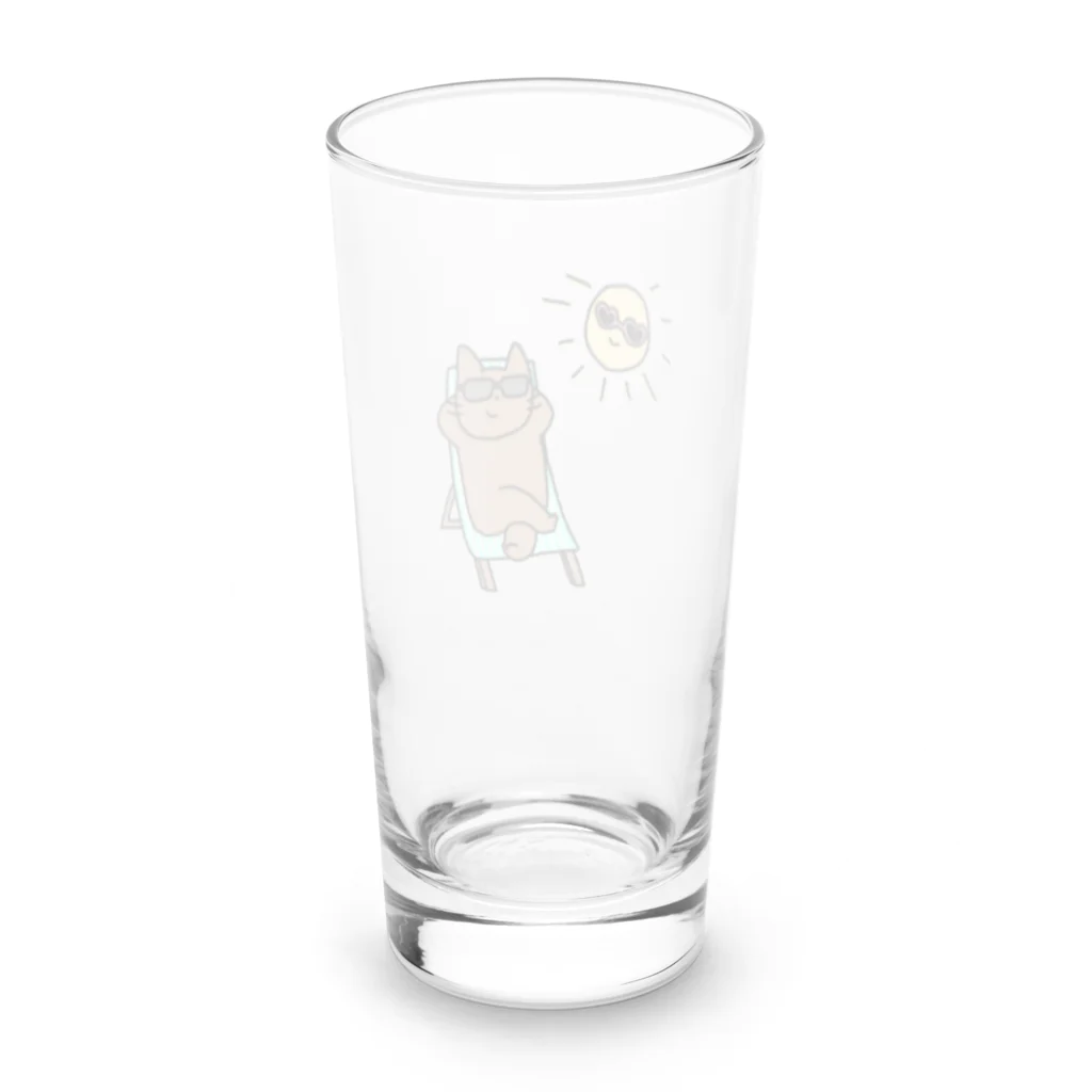 天秤座の太陽と仲良し☀️こんがりねこ Long Sized Water Glass :back