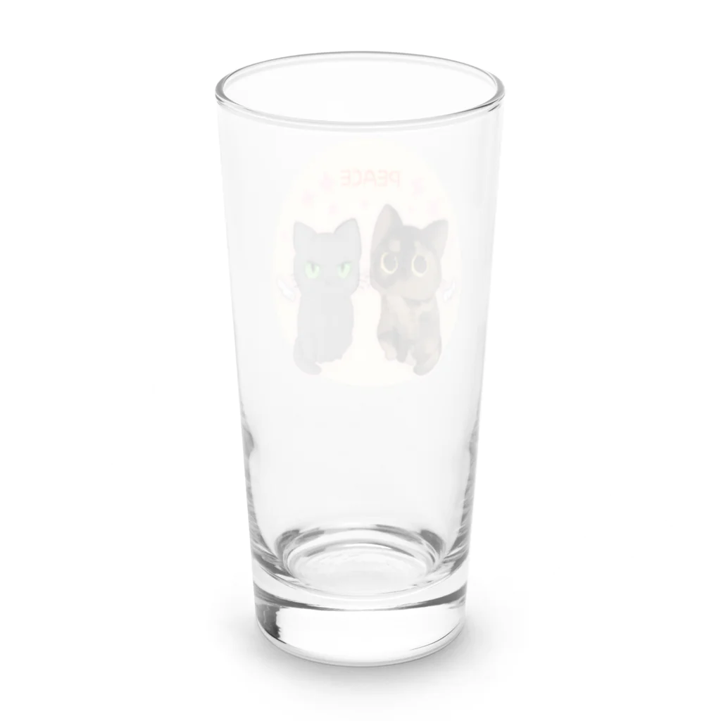 ねこほうチャンネル公式グッズのハムモモ平和チームイラストグッズ Long Sized Water Glass :back