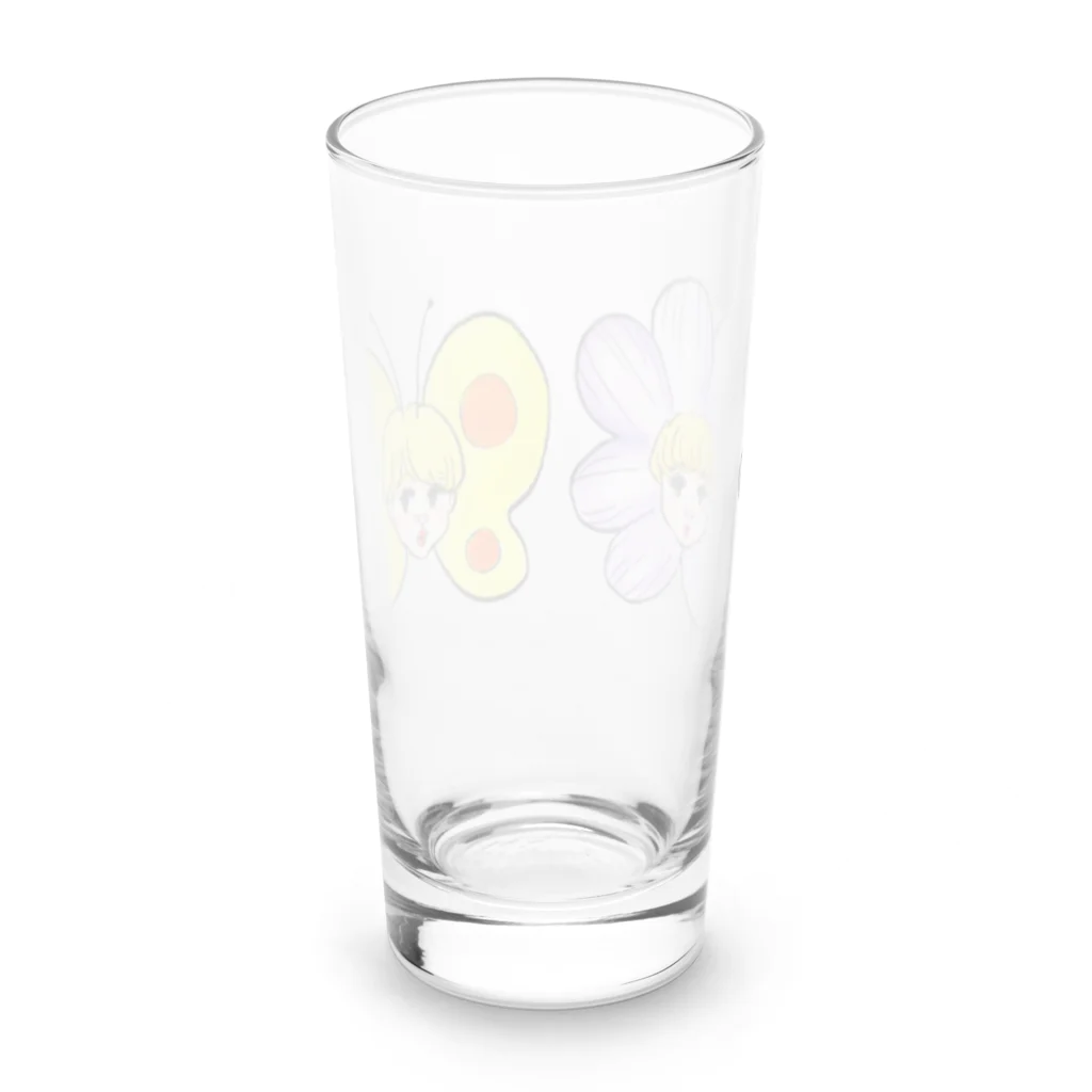 ソーメンズの花とちょうちょ Long Sized Water Glass :back