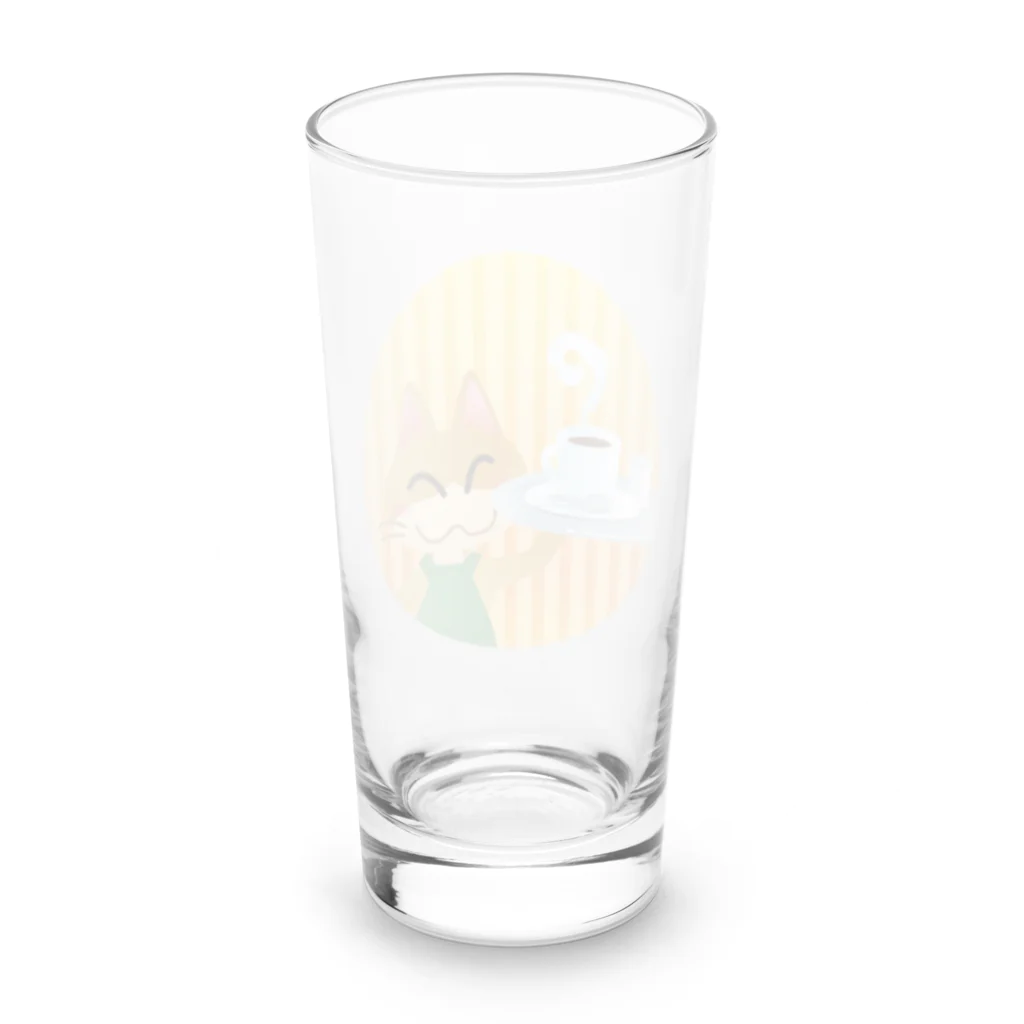 雑貨屋きゅう＠suzuri支店のねこオーナーのコーヒー Long Sized Water Glass :back