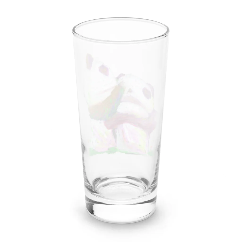 やまのうえのきのこのお店　～きのこ&パンダ～の「ケンカするパンダ」 Long Sized Water Glass :back