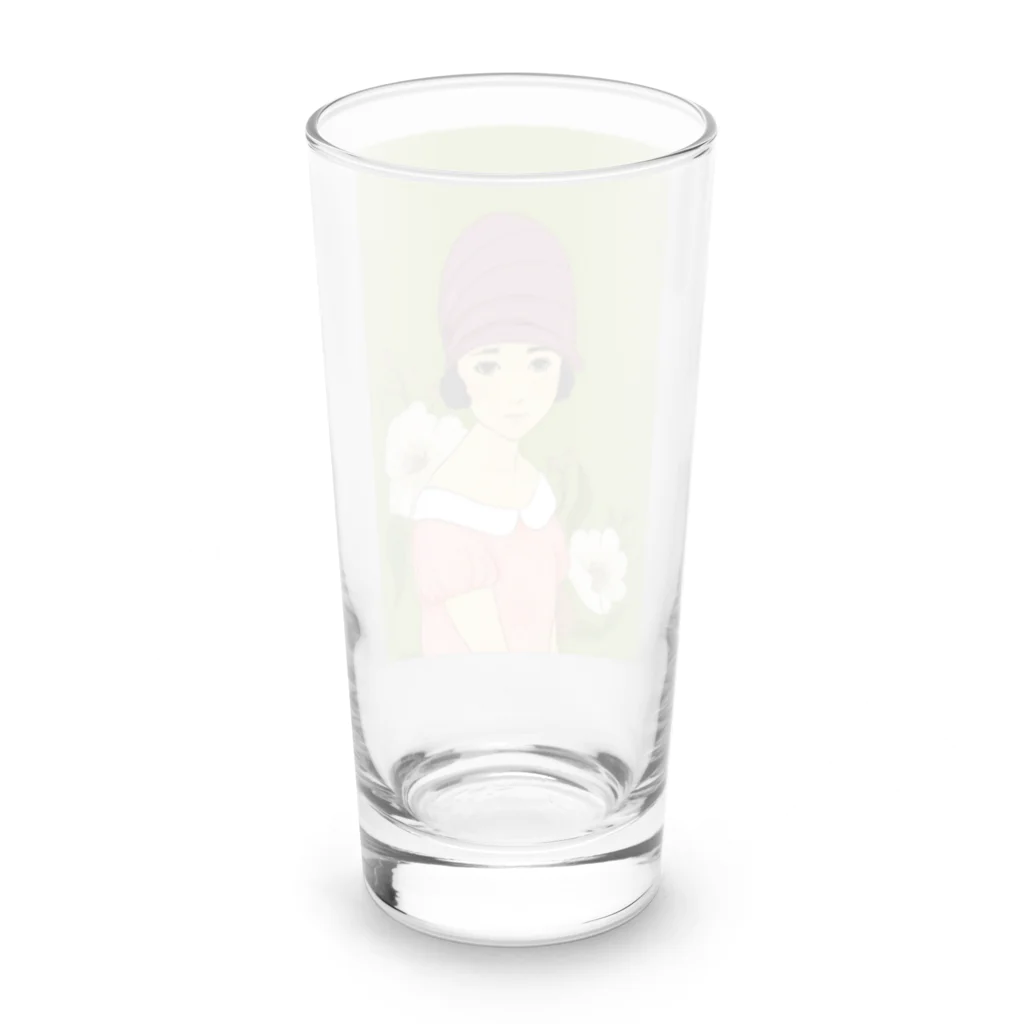 四月研究所 SUZURI店の大正浪漫ヲトメ図画ー桃色 Long Sized Water Glass :back