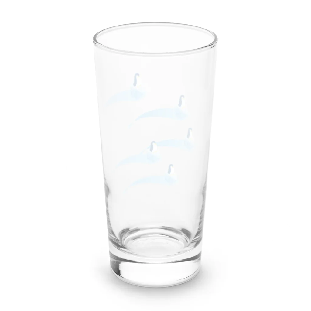 雑貨屋きゅう＠suzuri支店の氷とペンギン（5羽） Long Sized Water Glass :back