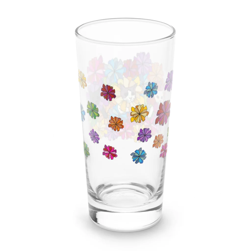 うめぼしととまととごはん。のにゃんこ花畑。 Long Sized Water Glass :back