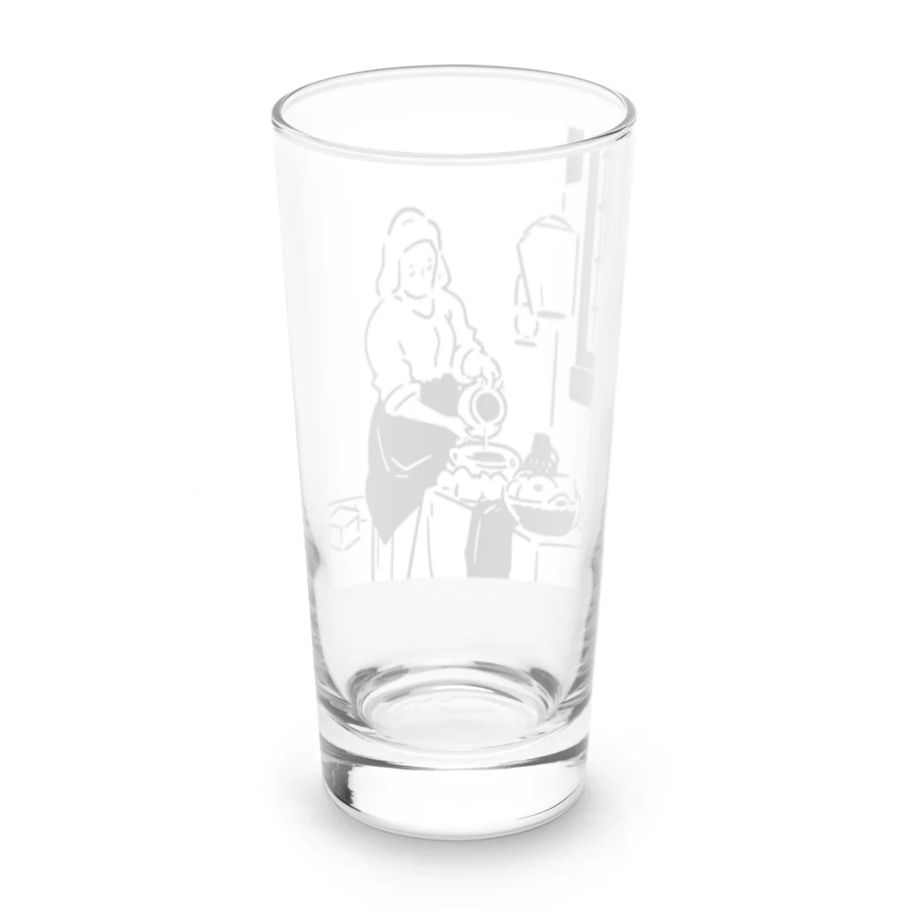 山形屋米店の牛乳を注ぐ女 Long Sized Water Glass :back