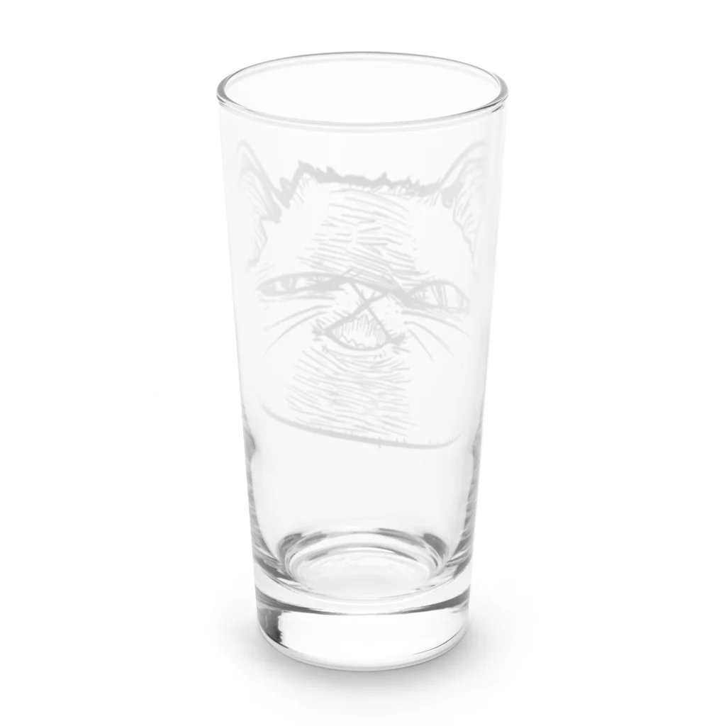 謎モノ店のやばい顔ねこ Long Sized Water Glass :back