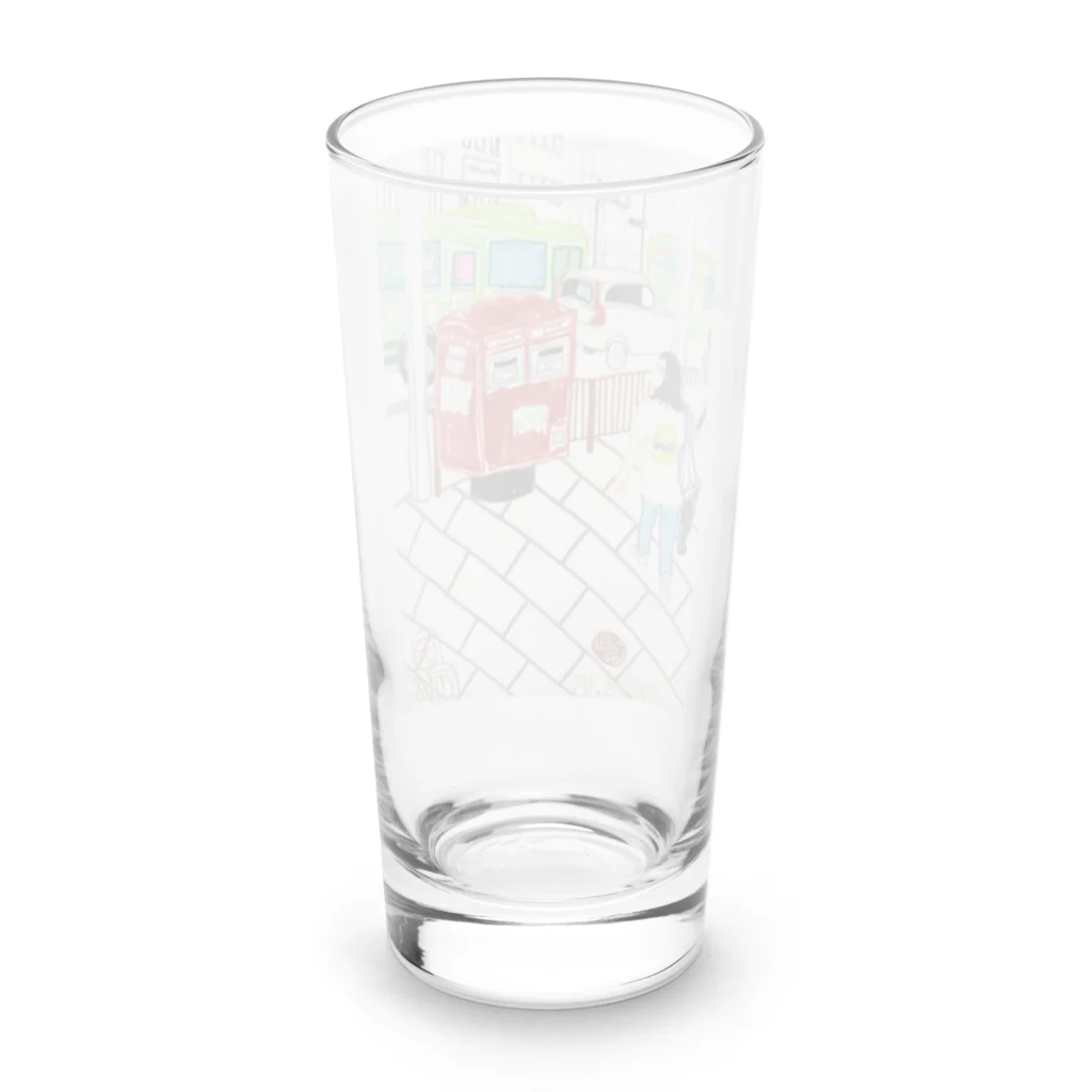 エド・ワード【江戸鉾の愛殿原】。の赤ポスト📮四条河原町 Long Sized Water Glass :back